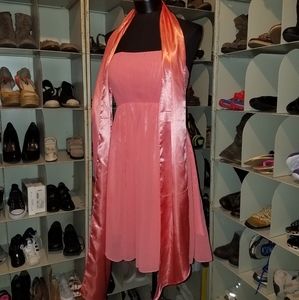New Bislu coral pink strapless dress size 4